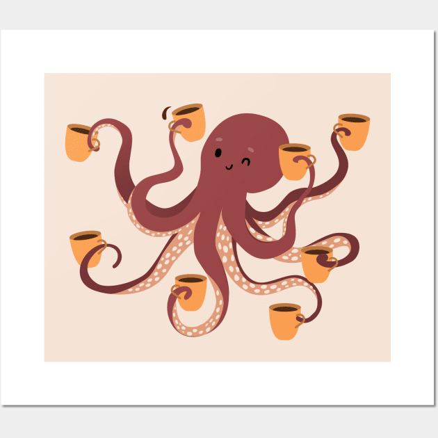 coffee makes life better Octopus II Wall Art by Happy Lime